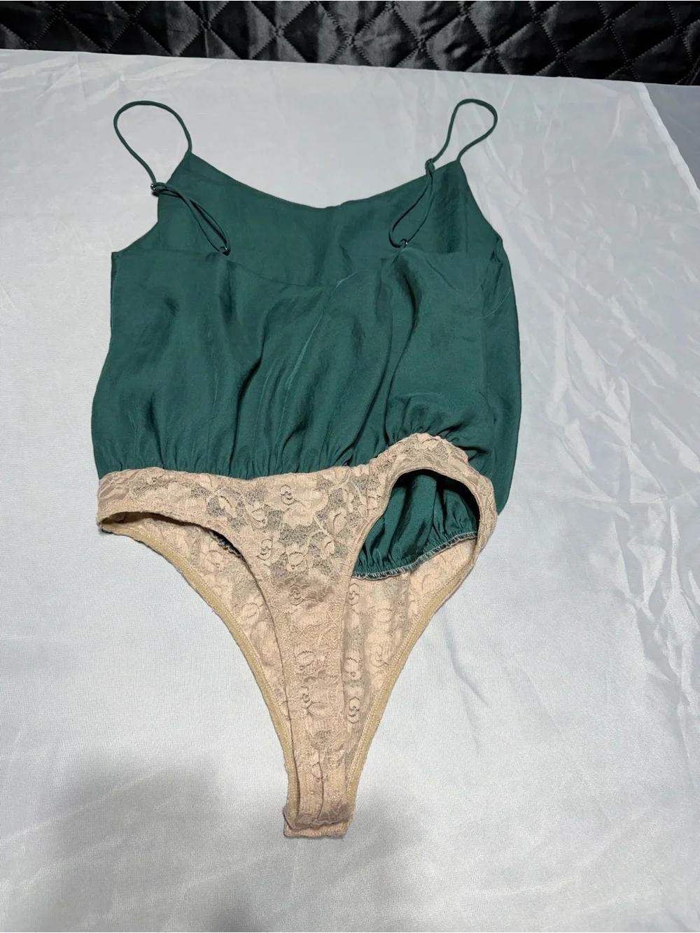 Free People Turning Heads Teal Satin Body Suit